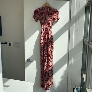 For Love & Lemons Pink Backless Floral Embroidered Dress